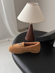 CHANEL 26S LOAFERS IN BROWN SUEDE AND SHEARLING LINING