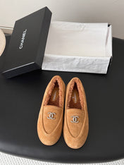 CHANEL 26S LOAFERS IN BROWN SUEDE AND SHEARLING LINING