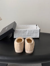 CHANEL 26S LOAFERS IN BEIGE SUEDE AND SHEARLING LINING