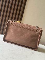 CHANEL 25S FLAP BAG 34 IN BROWN SUEDE