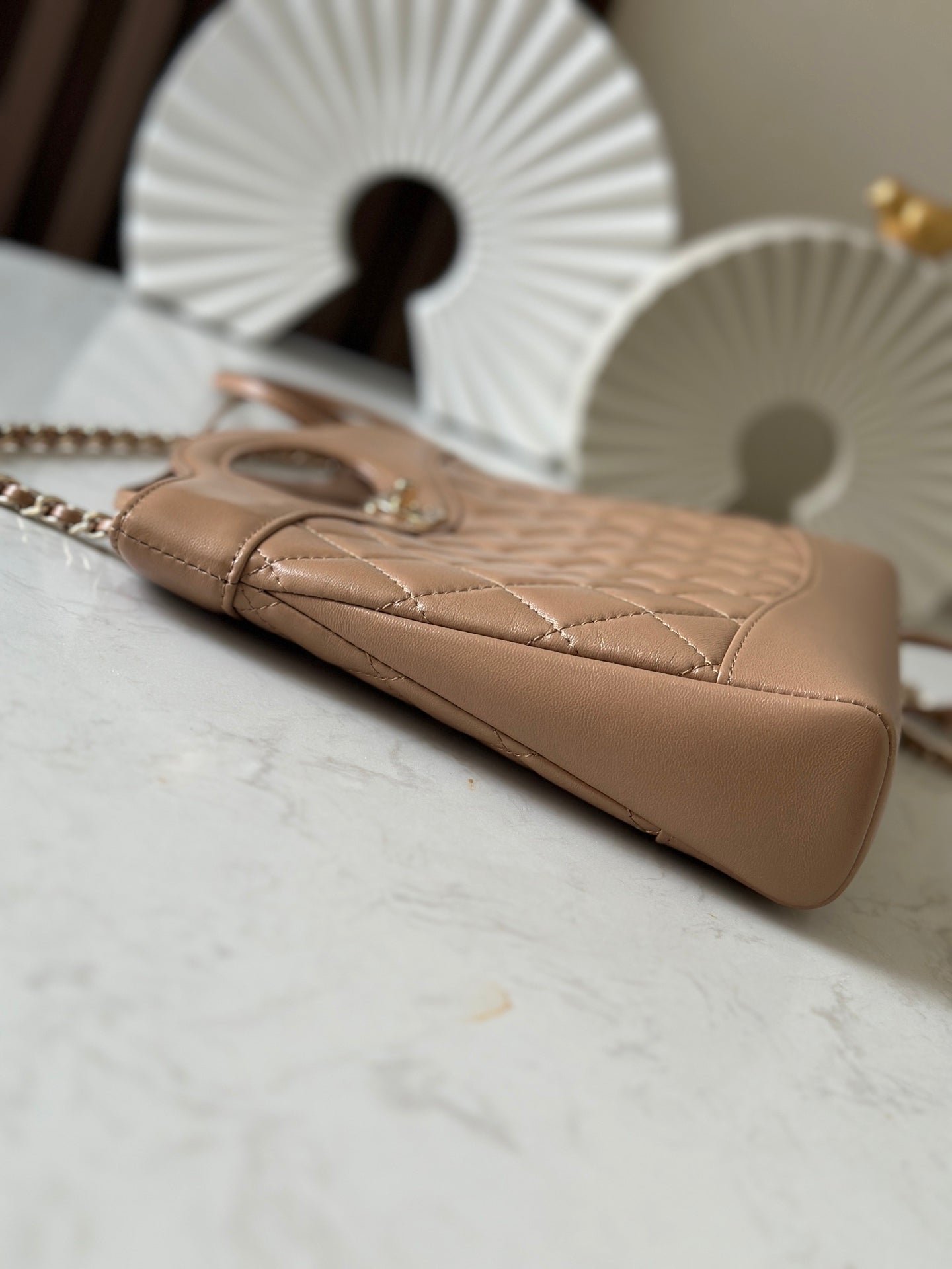 CHANEL 26S MINI SHOPPING BAG 24 IN TAUPE BROWN LAMBSKIN