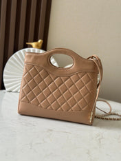 CHANEL 26S MINI SHOPPING BAG 24 IN TAUPE BROWN LAMBSKIN