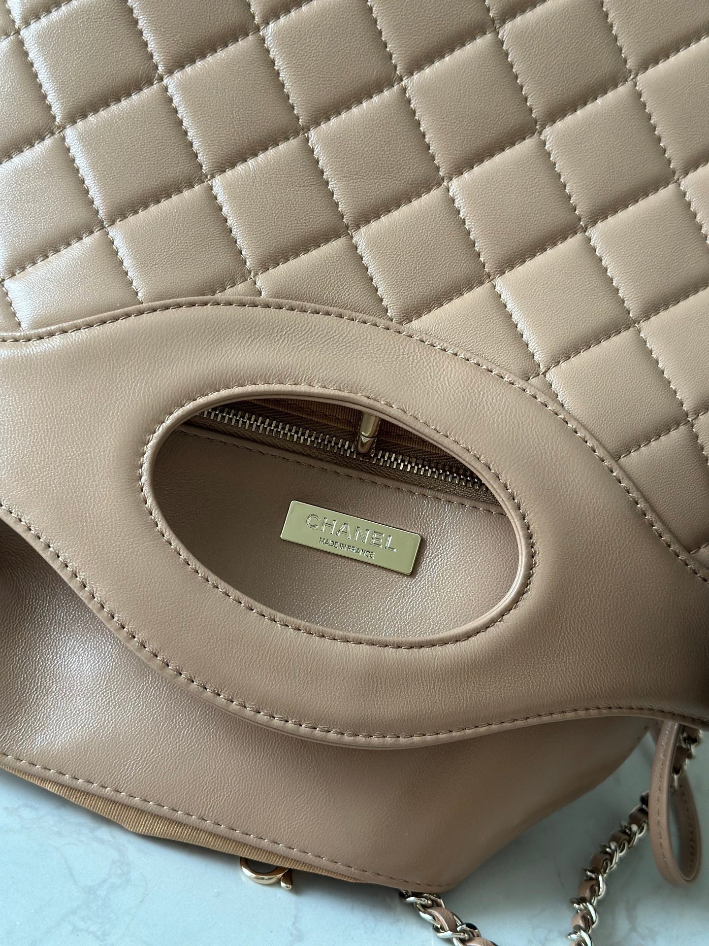CHANEL 26S MINI SHOPPING BAG 32 IN TAUPE BROWN LAMBSKIN