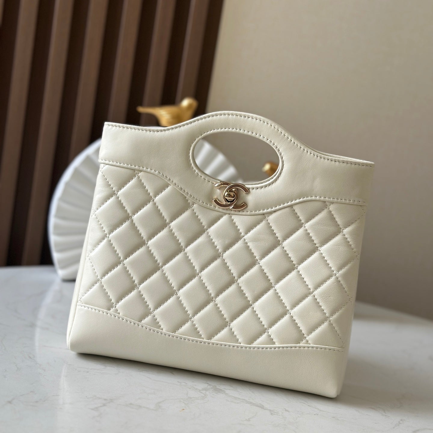 CHANEL 26S MINI SHOPPING BAG 24 IN WHITE LAMBSKIN