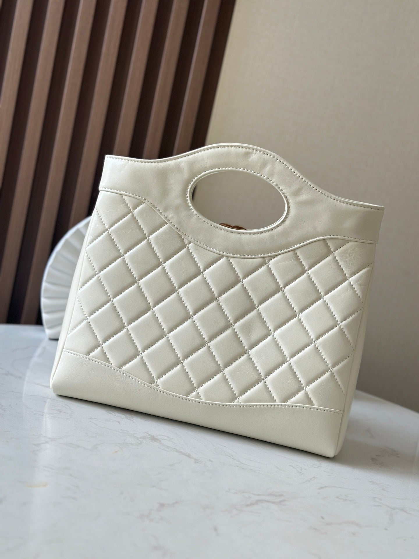 CHANEL 26S MINI SHOPPING BAG 32 IN WHITE LAMBSKIN