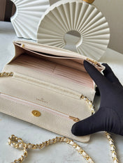 CHANEL 25S WALLET ON CHAIN 19 IN CREAM WHITE CAVIAR