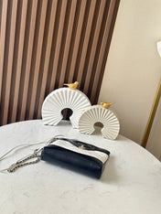CHANEL 26S MINI SHOPPING BAG 24 IN WHITE AND BLACK LAMBSKIN
