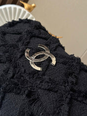CHANEL 26S FLAP BAG 38 IN BLACK TWEED