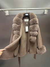 MAXMARA 26S FUR-TRIMMED WOOL JACKET 248