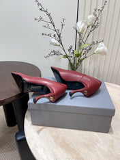 CURVED HEEL DEEP MOUTH PUMPS IN CADILLAC CALFSKIN