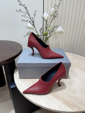 CURVED HEEL DEEP MOUTH PUMPS IN CADILLAC CALFSKIN