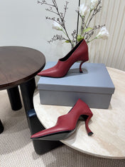 CURVED HEEL DEEP MOUTH PUMPS IN CADILLAC CALFSKIN