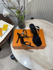 6AM HIGH SANDAL 95 MM IN BLACK PATENT LAMBSKIN