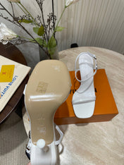 6AM HIGH SANDAL 95 MM IN WHITE PATENT LAMBSKIN