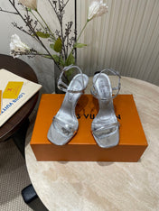 6AM HIGH SANDAL 95 MM IN SILVER LAMBSKIN