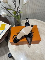 HIGH SLINGBACKS 5 CM IN CHOCOLATE BROWN MONOGRAM CALFSKIN