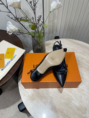 HIGH SLINGBACKS 5 CM IN BLACK CALFSKIN