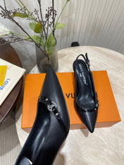 HIGH SLINGBACKS 5 CM IN BLACK CALFSKIN