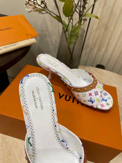 HIGH 5 CM MULES IN WHITE MONOGRAM LAMBSKIN