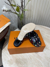 HIGH 5 CM MULES IN BLACK MONOGRAM LAMBSKIN