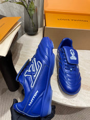 FOOTPRINT SOCCER SNEAKER IN COBALT BLUE CALFSKIN
