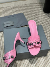 CAGOLE HIGH MULES IN SHOCKING PINK OIL-WAX SHEEPSKIN
