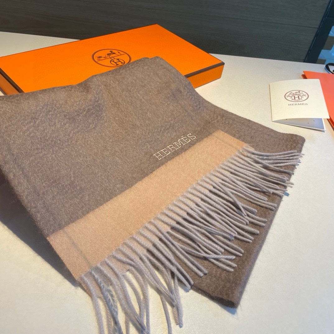 SCARF 180 CM IN MEDIUM BROWN CASHMERE 366046