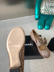 CC MARY JANES SHOES IN COPPER SATIN WITH RHINESTONES