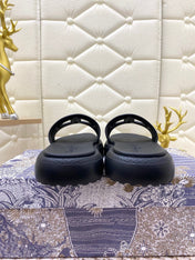 DIOR FLAT SLIDES 25S IN BLACK TPU
