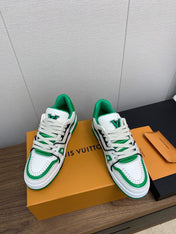 LV WOMEN'S TRAINER IN WHITE MIX GREEN CALFSKIN