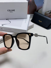 TRIOMPHE SUNGLASS 497818 IN SILVER METAL LIGHT BROWN LENSES