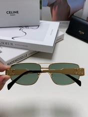 TRIOMPHE SUNGLASS 512997 IN GOLD METAL BLUE LENSES