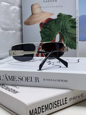 TRIOMPHE SUNGLASS 512999 IN SILVER METAL BLACK LENSES