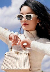 ROMA EMBOSSED RECTANGULAR FRAME SUNGLASSES 527221 IN ACETATE
