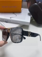 EVIDENCE SUNGLASSES 574717 IN BLACK ACETATE MONOGRAM ON LENS