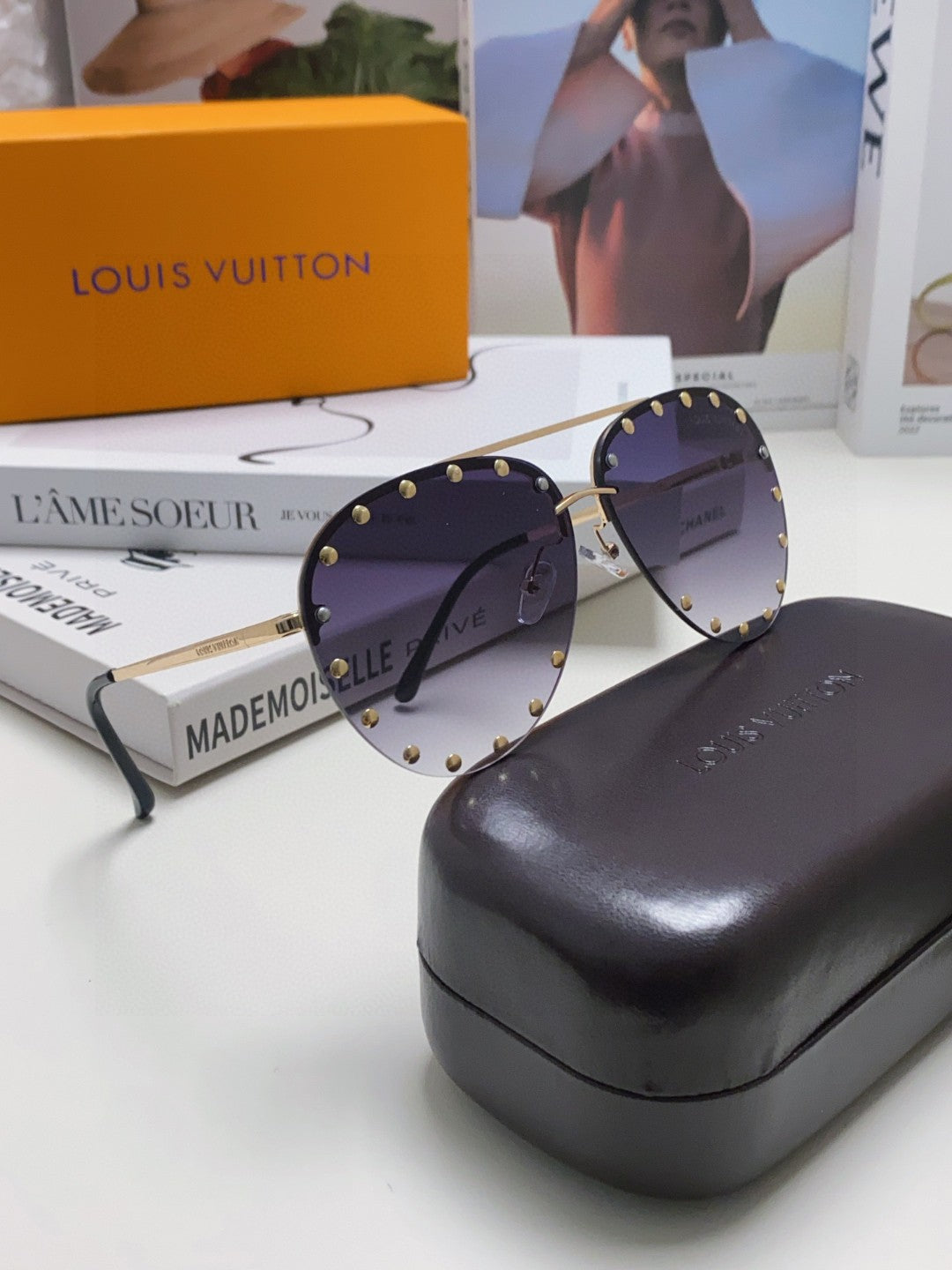 PARTY PILOT SUNGLASSES 567465 IN GOLD METAL GREY SMOKE LENSES