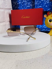 PANTHÈRE RIMLESS RECTANGULAR FRAME SUNGLASSES 531822 IN METAL