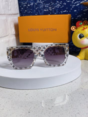 LINK SQUARE SUNGLASSES 570271 IN CLEAR ACETATE MONOGRAM LOGO ON FRAME