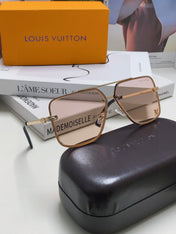 SQUARE SUNGLASSES 570262 IN GOLD METAL LIGHT BROWN LENS