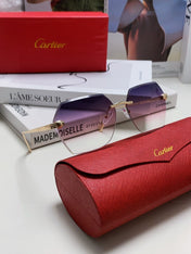 PANTHÈRE RIMLESS GEOMETRIC FRAME SUNGLASSES  539743 IN METAL