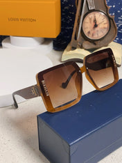 SQUARE SUNGLASSES 571655 IN BROWN CLEAR ACETATE