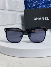 SQUARE SUNGLASSES 632033 IN BLACK ACETATE BLACK LENSES