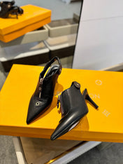 ALLURE HIGH 8 CM SLINGBACK IN BLACK CALFSKIN
