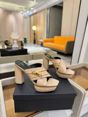BALMAIN 25S WEDGE HEEL SANDALS 100MM IN NUDE CALFSKIN
