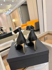BALMAIN 25S HIGH HEELS 95MM IN BLACK CALFSKIN