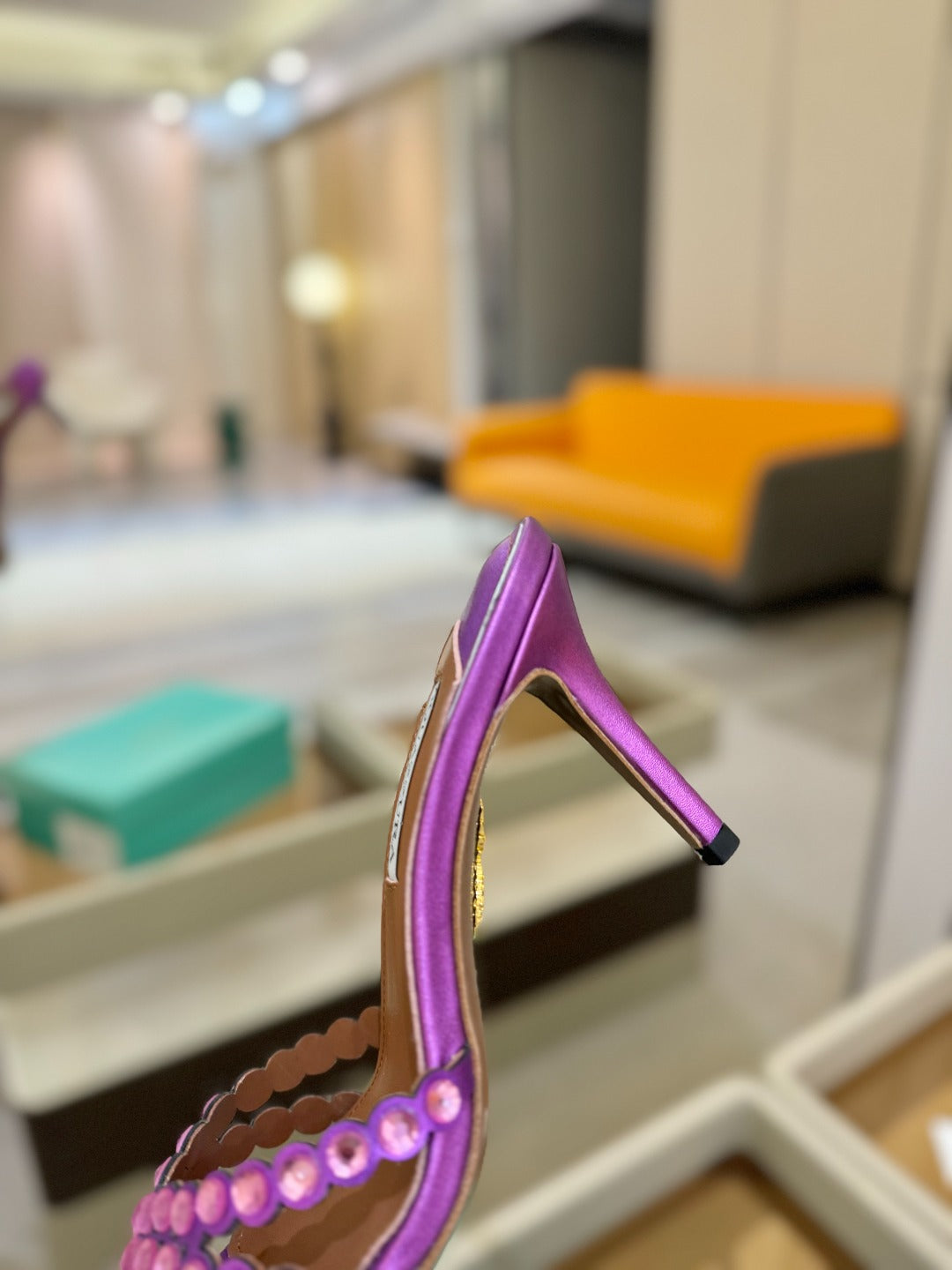 AQUAZZURA 26S TEQUILA HEELED SANDALS 85 MM IN PURPLE LAMBSKIN