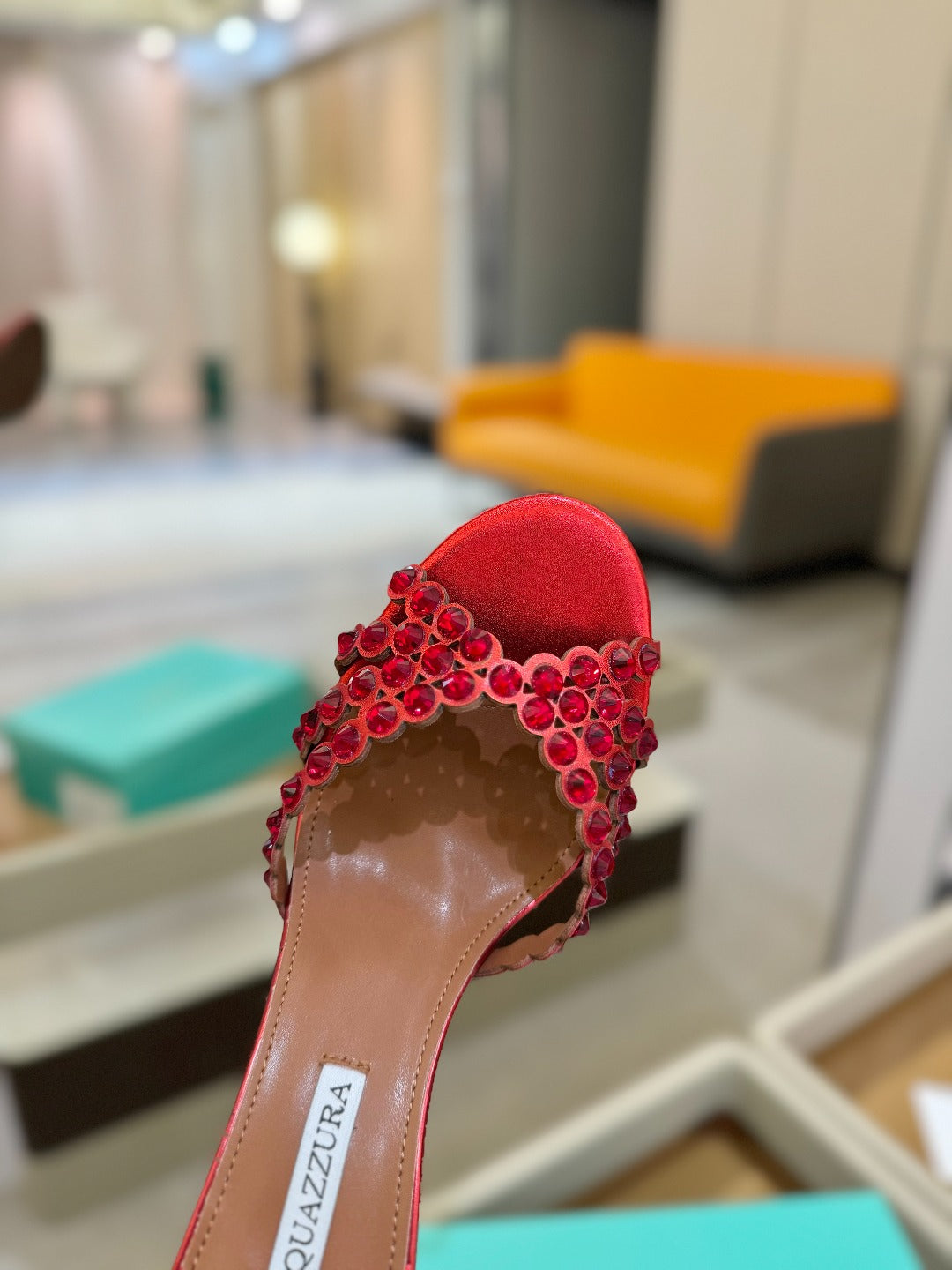 AQUAZZURA 26S TEQUILA HEELED SANDALS 85 MM IN RED LAMBSKIN