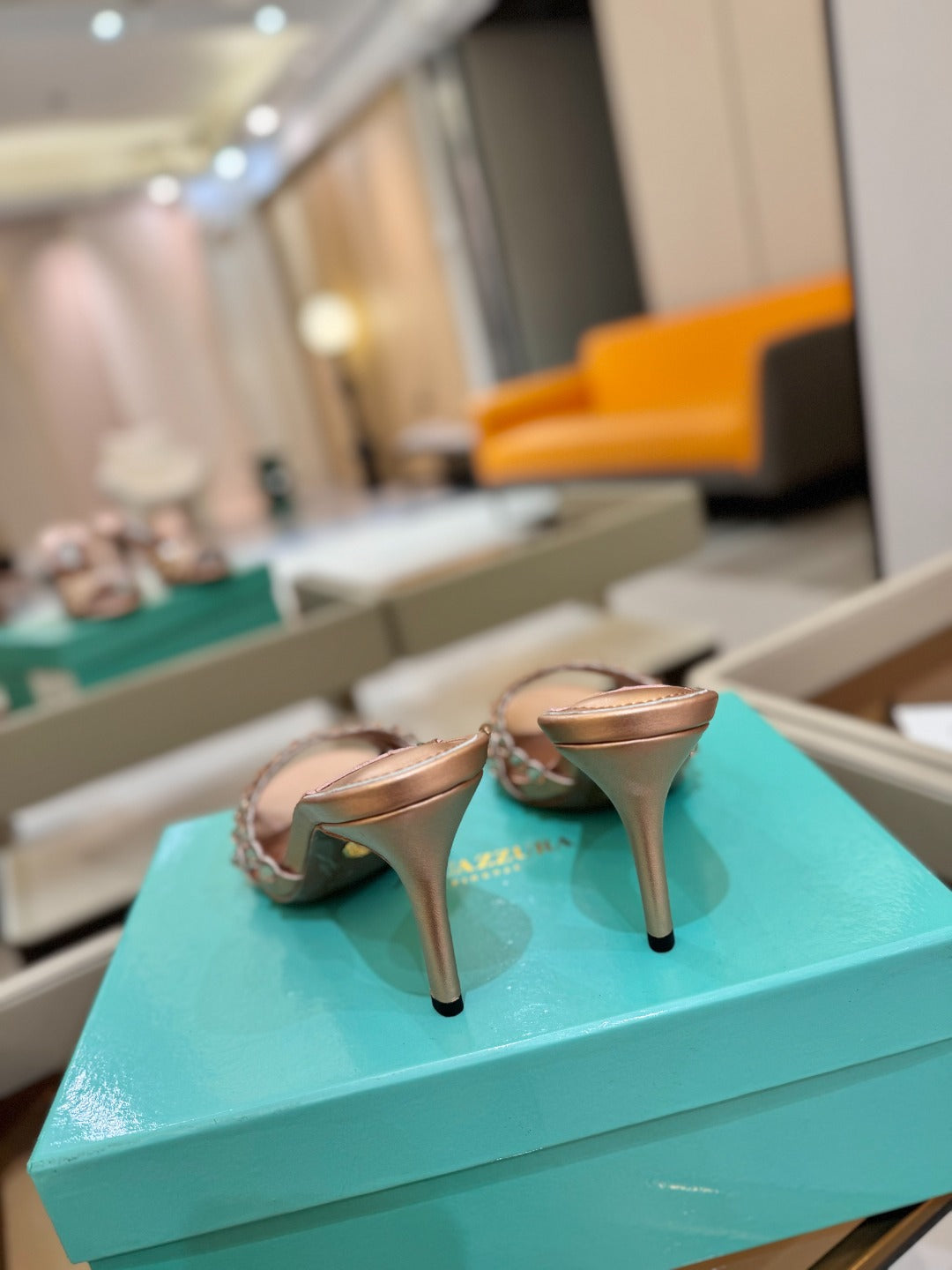 AQUAZZURA 26S TEQUILA HEELED SANDALS 85 MM IN METALLIC BRONZE BROWN LAMBSKIN