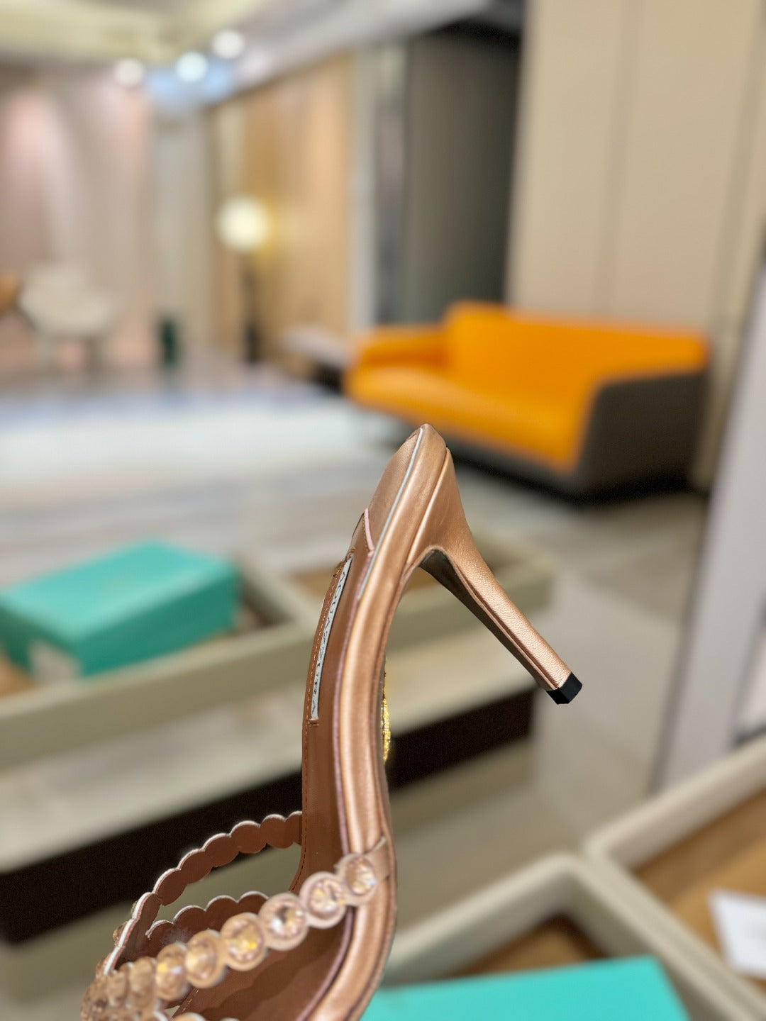 AQUAZZURA 26S TEQUILA HEELED SANDALS 85 MM IN METALLIC BRONZE BROWN LAMBSKIN