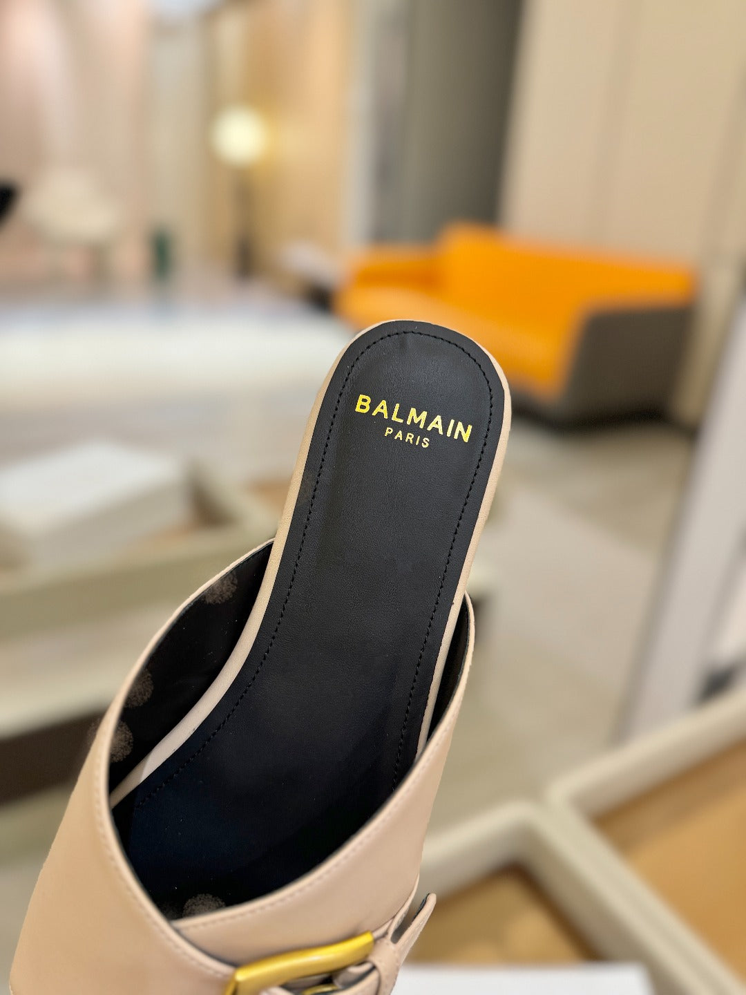 BALMAIN 26S SANDALS IN BEIGE CALFSKIN
